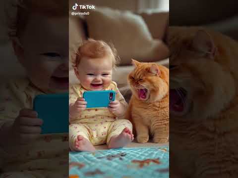bébé qui rit avec un chat #shorts #pourtoi #fypage