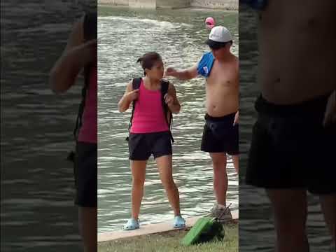 JETPACK FAIL! Woman Takes a Dive by the Lake! #shorts