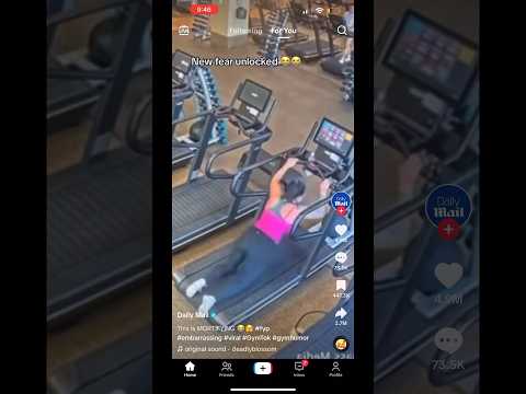 Women falls on treadmill #funny #gym #treadmill #explore #fail